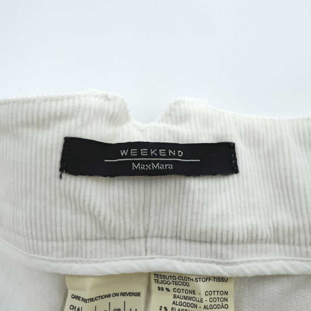 WEEKEND Max Mara フレアスカート M ホワイト ストレッチ コーデュロイ ベルト付