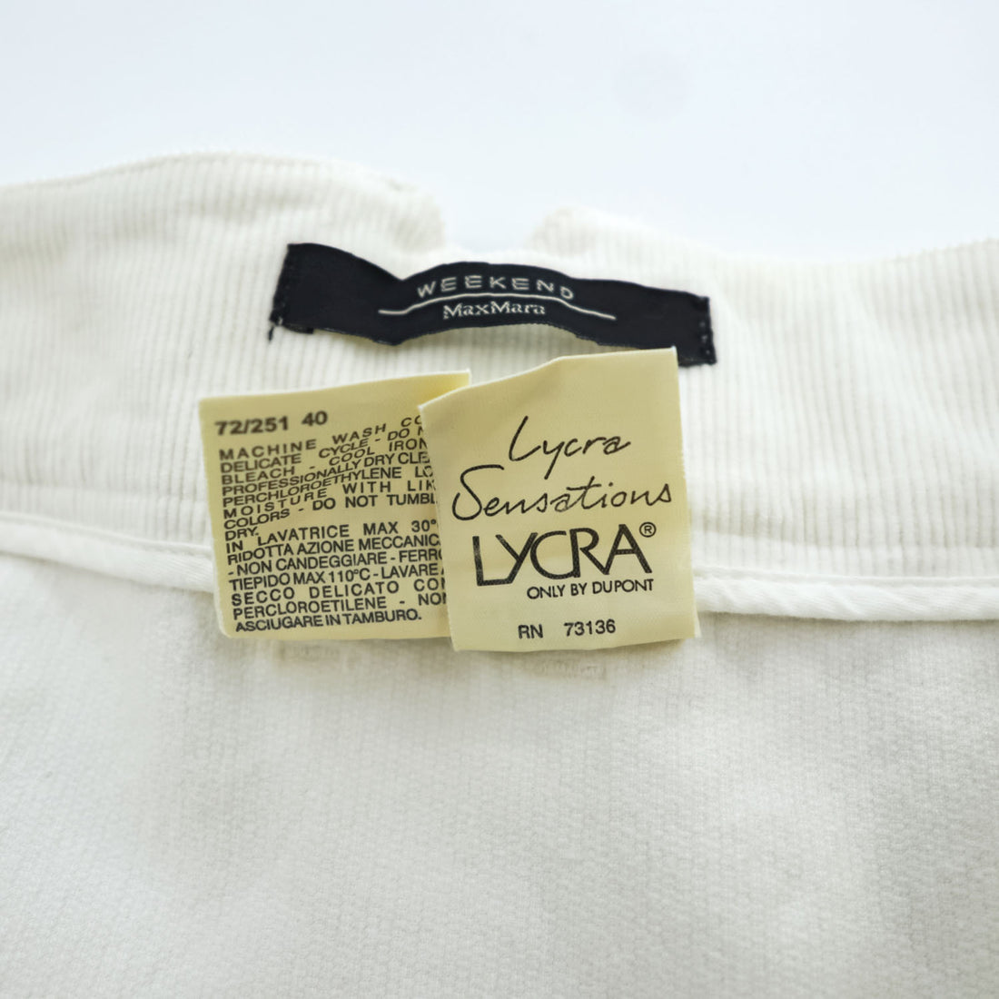 WEEKEND Max Mara フレアスカート M ホワイト ストレッチ コーデュロイ ベルト付