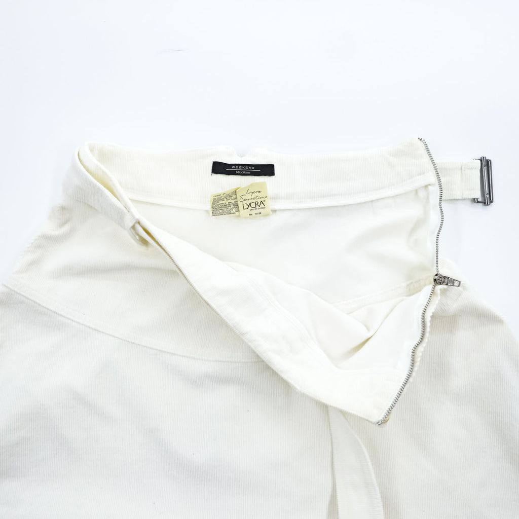 WEEKEND Max Mara フレアスカート M ホワイト ストレッチ コーデュロイ ベルト付