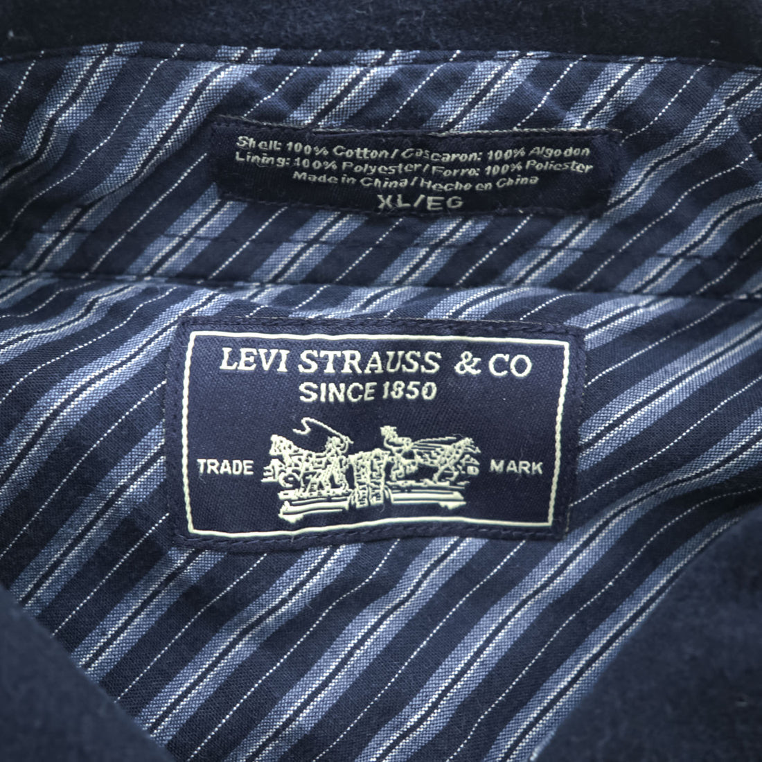 Levi's モールスキン シャツジャケット 長袖ワークシャツ XL ネイビー ビッグサイズ