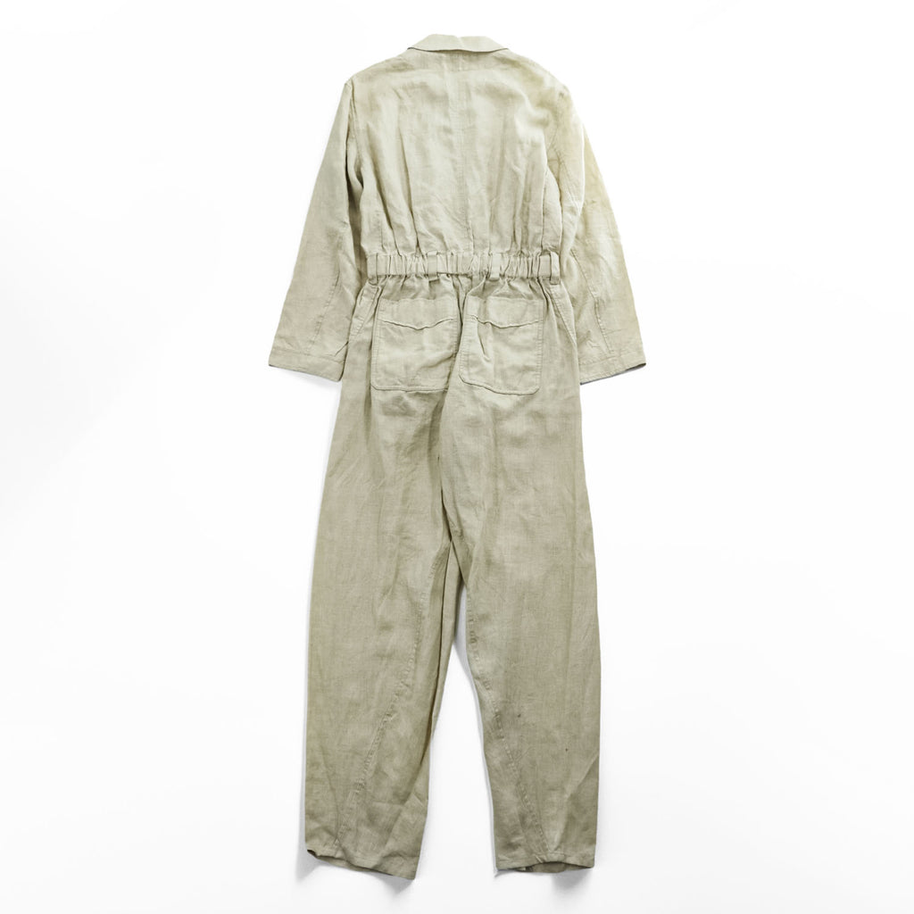 MASU オールインワン スリーピング ジャンプスーツ M ベージュ 麻100% SLEEPING JUMP SUITS ウエスト ドローストリング リネン ツナギ MFSS-AO0121
