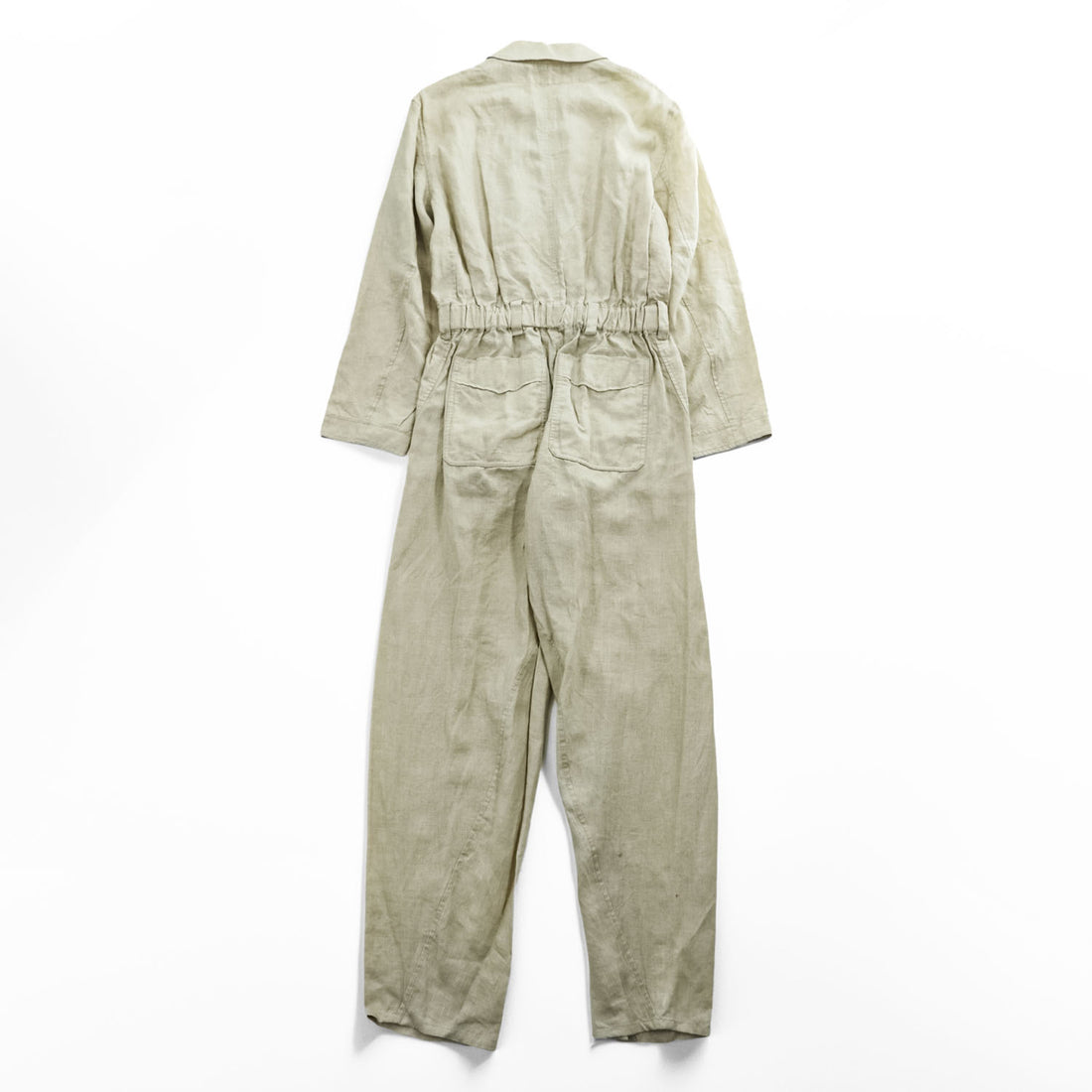 MASU オールインワン スリーピング ジャンプスーツ M ベージュ 麻100% SLEEPING JUMP SUITS ウエスト ドローストリング リネン ツナギ MFSS-AO0121