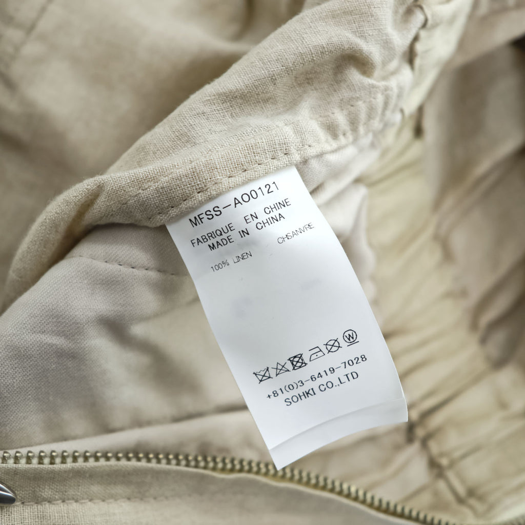 MASU オールインワン スリーピング ジャンプスーツ M ベージュ 麻100% SLEEPING JUMP SUITS ウエスト ドローストリング リネン ツナギ MFSS-AO0121