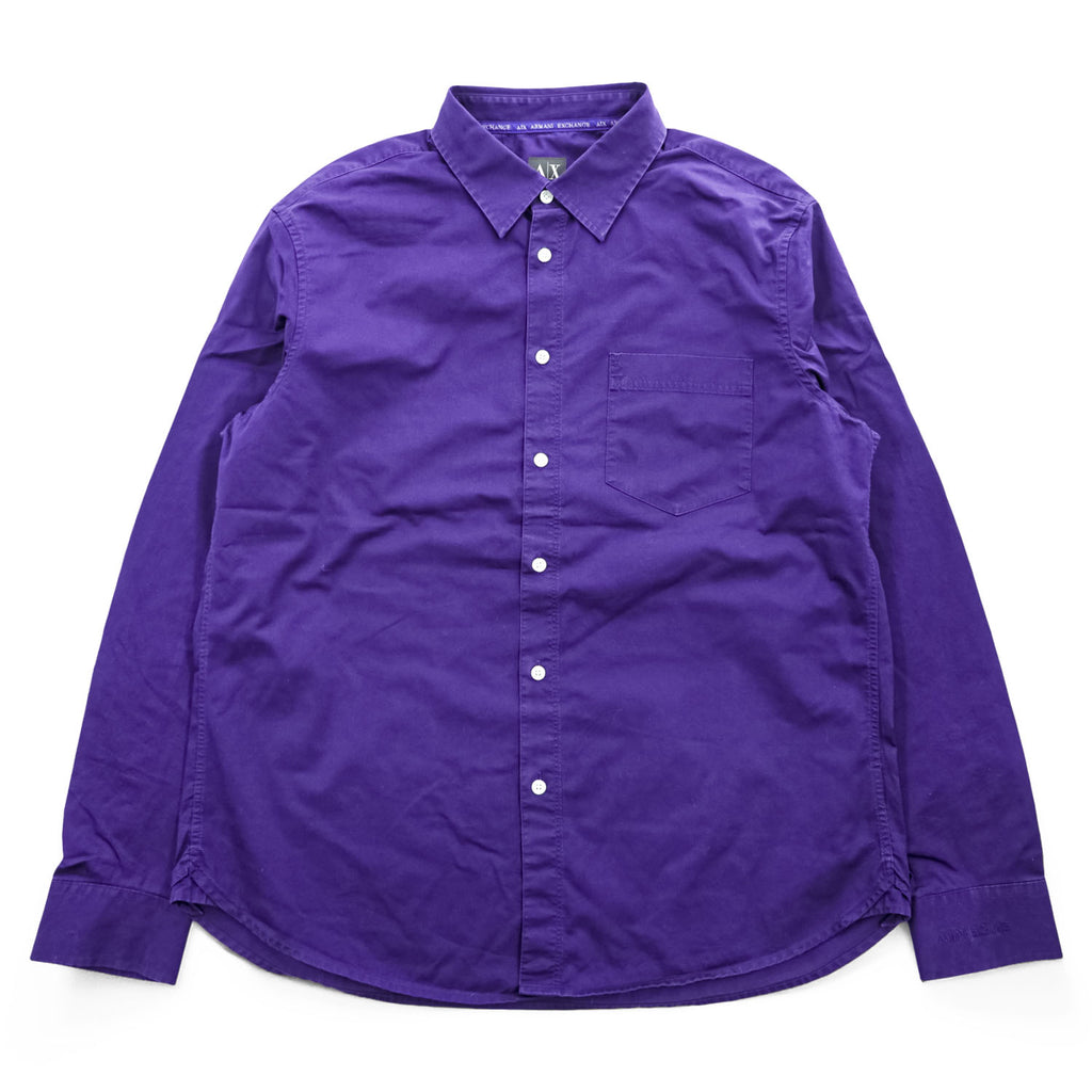 ARMANI EXCHANGE A|X 長袖 シャツ XL パープル 胸ポケット コットン