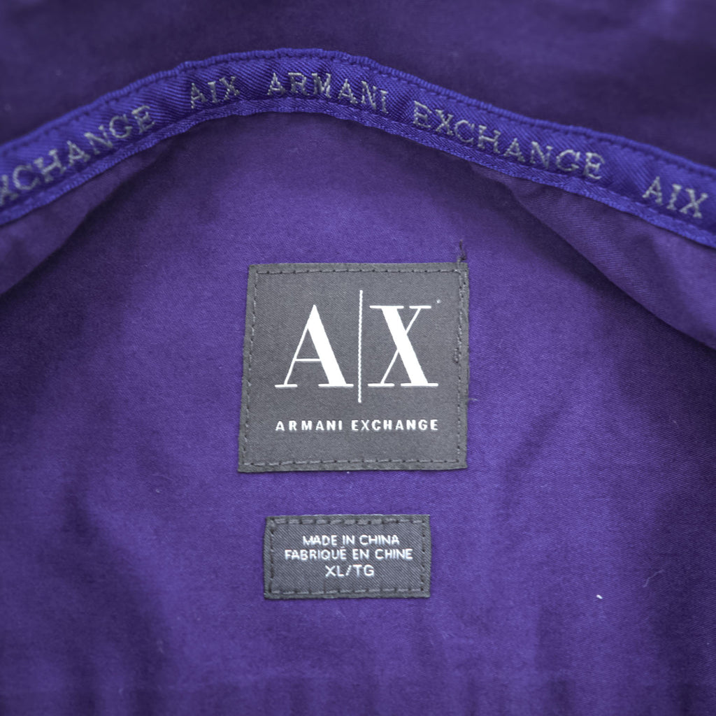 ARMANI EXCHANGE A|X 長袖 シャツ XL パープル 胸ポケット コットン