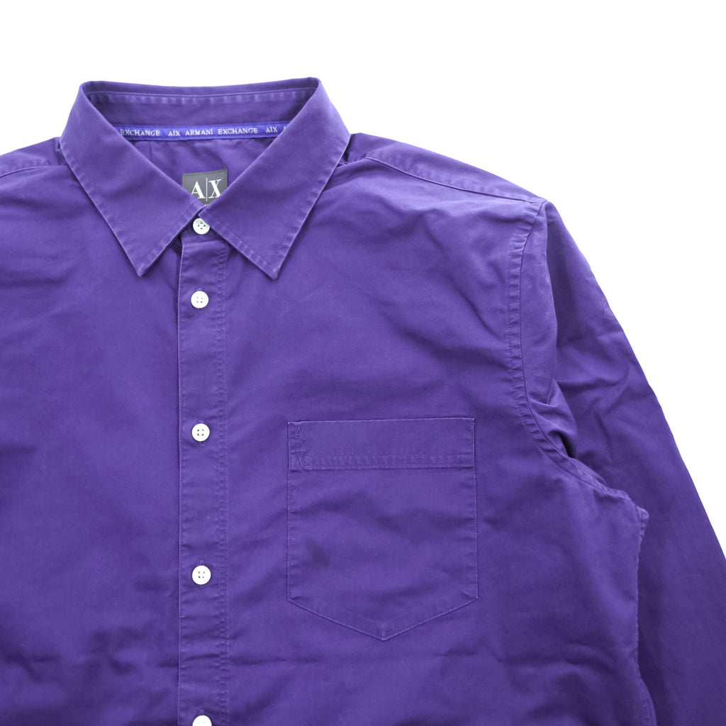 ARMANI EXCHANGE A|X 長袖 シャツ XL パープル 胸ポケット コットン