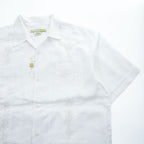 SYLLABLES グアヤベラ 半袖シャツ キューバシャツ XL ホワイト 麻100% 刺繍 ピンタック プリーツ SYLLABLES オープンカラー 開襟 ボックスシルエット 未使用品