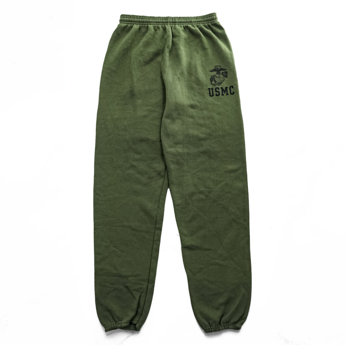 Soffe USMC Sweatpants Olive Green Jogger Elastic Cuff Military Print 50/50 Cotton/Poly M Made in USA
