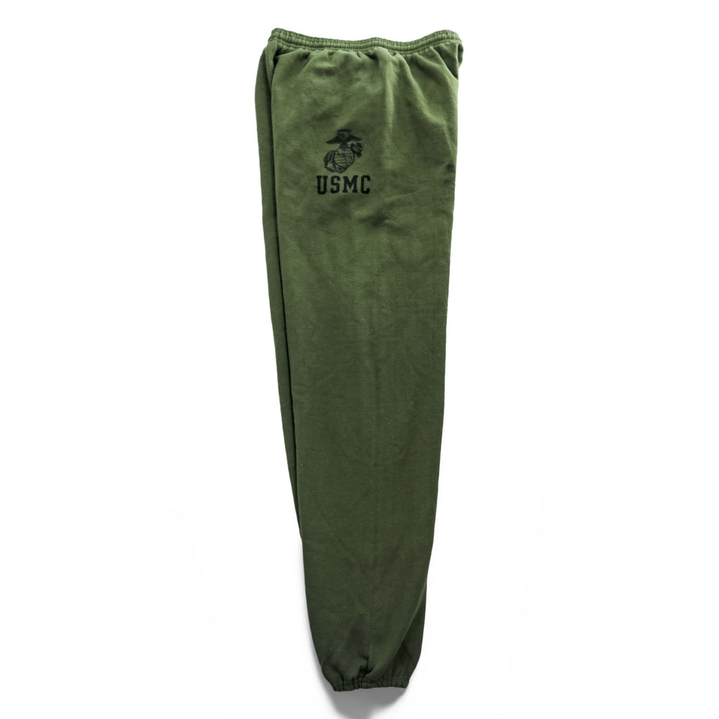 Soffe USMC Sweatpants Olive Green Jogger Elastic Cuff Military Print 50/50 Cotton/Poly M Made in USA