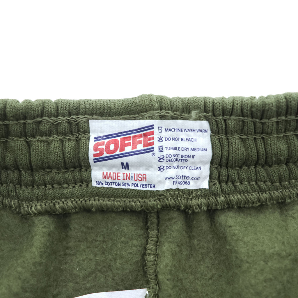 Soffe USMC Sweatpants Olive Green Jogger Elastic Cuff Military Print 50/50 Cotton/Poly M Made in USA