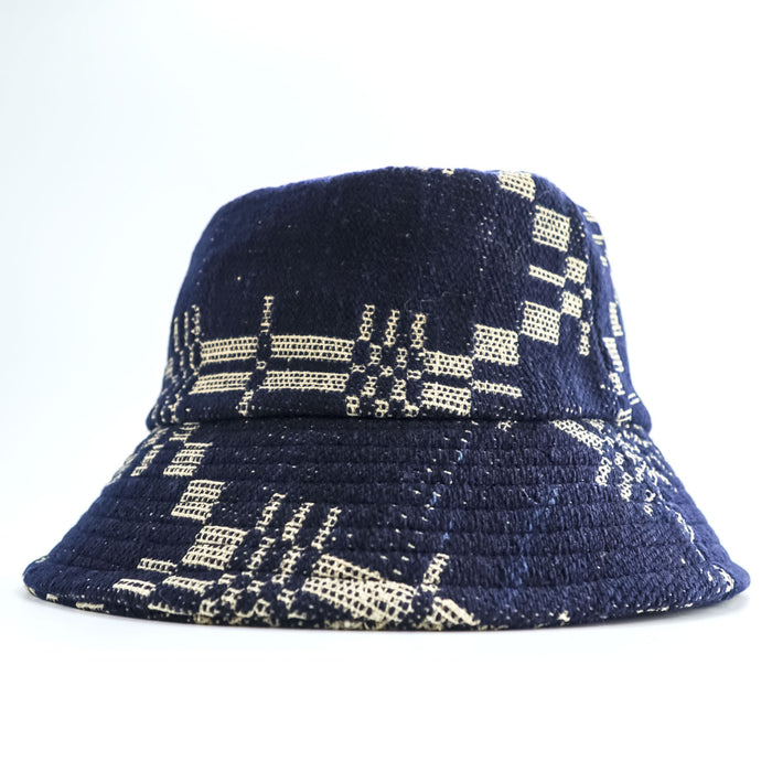 Leh アンティークウール バケットハット FREE ジャガード織り ネイビー インディゴ ブルー Antique Wool LEH 823 日本製
