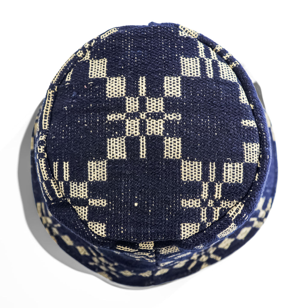 Leh アンティークウール バケットハット FREE ジャガード織り ネイビー インディゴ ブルー Antique Wool LEH 823 日本製