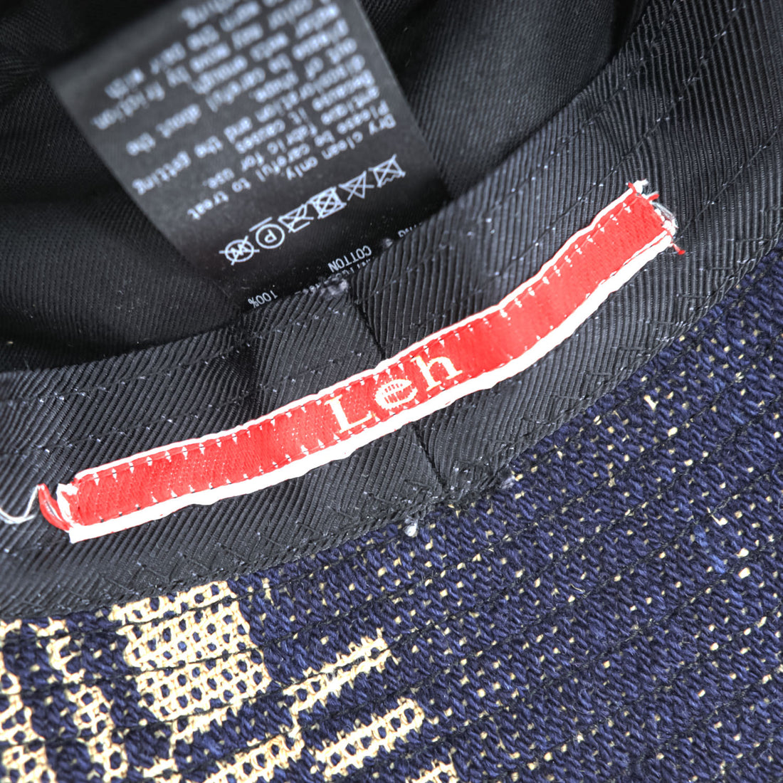 Leh アンティークウール バケットハット FREE ジャガード織り ネイビー インディゴ ブルー Antique Wool LEH 823 日本製