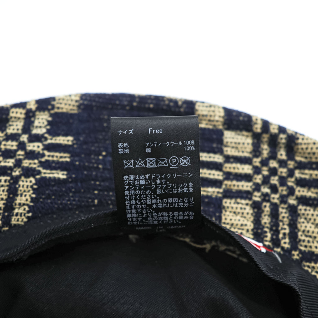 Leh アンティークウール バケットハット FREE ジャガード織り ネイビー インディゴ ブルー Antique Wool LEH 823 日本製