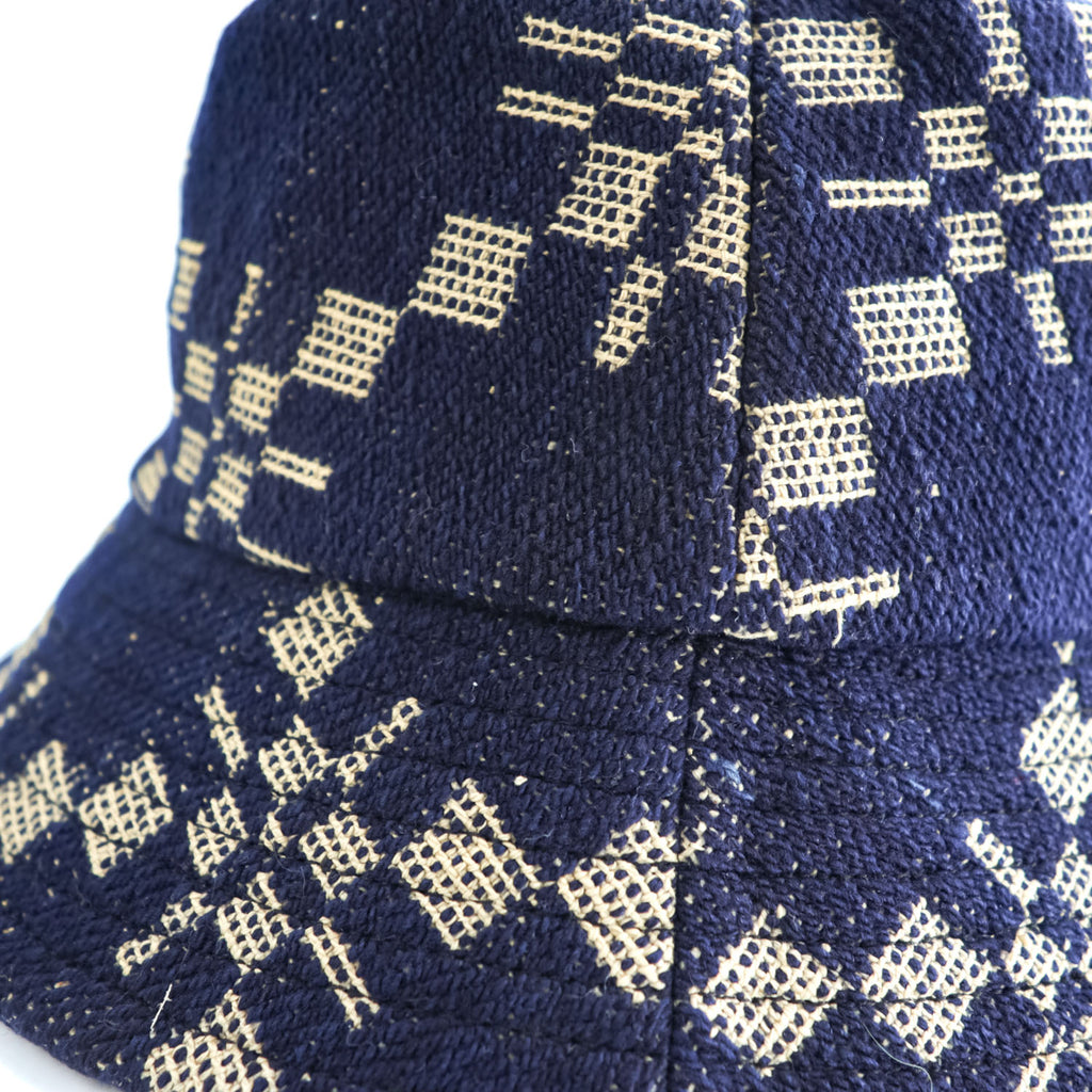 Leh アンティークウール バケットハット FREE ジャガード織り ネイビー インディゴ ブルー Antique Wool LEH 823 日本製