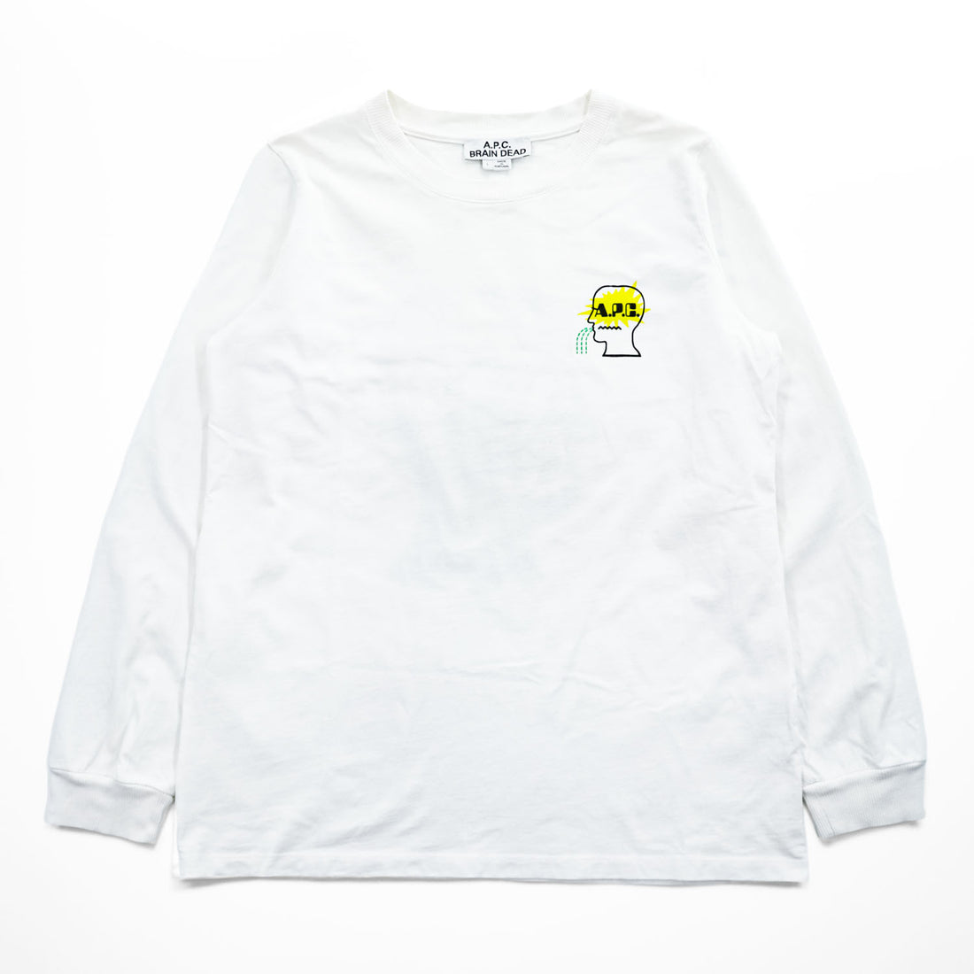 A.P.C. × BRAIN DEAD 長袖 ロングスリーブ Tシャツ INTERACTION #3 Future Shock MOLLY ロンT L ホワイト バックプリント ポルトガル製