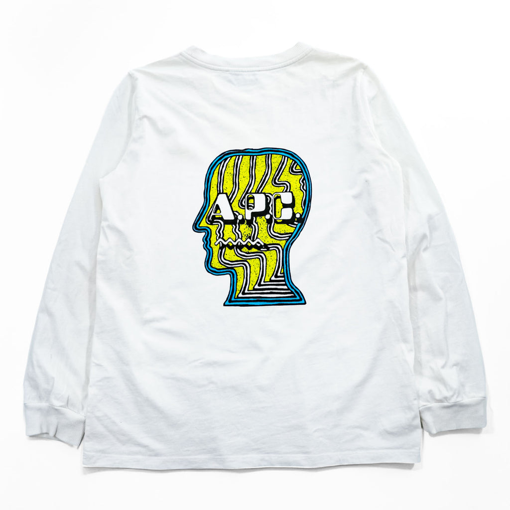 A.P.C. × BRAIN DEAD 長袖 ロングスリーブ Tシャツ INTERACTION #3 Future Shock MOLLY ロンT L ホワイト バックプリント ポルトガル製
