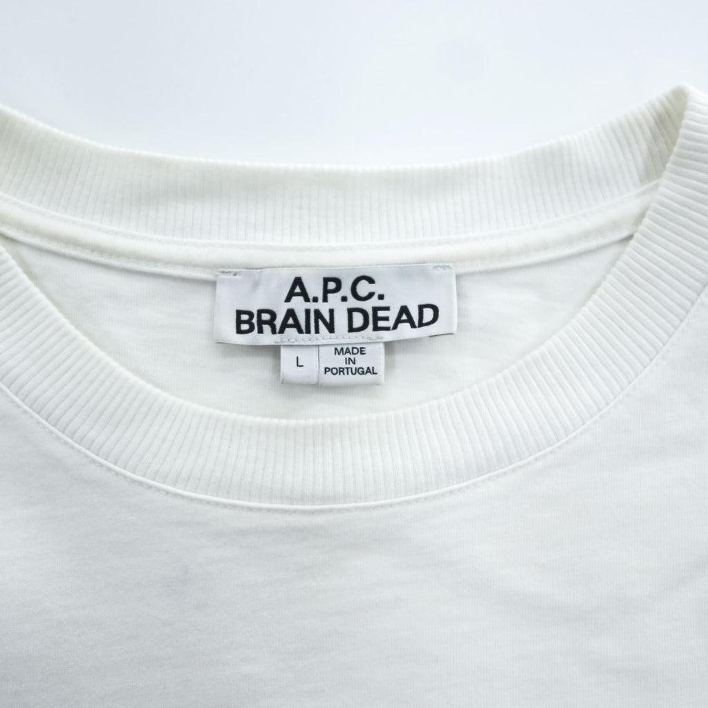 A.P.C. × BRAIN DEAD 長袖 ロングスリーブ Tシャツ INTERACTION #3 Future Shock MOLLY ロンT L ホワイト バックプリント ポルトガル製