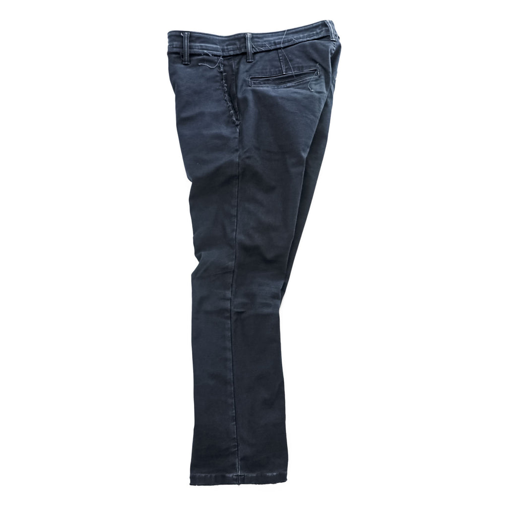HURRAY HURRAY ヴィンテージ加工 カットオフ バックサテンフレアチノパンツ M ブラック ストレッチ C5018-1 日本製