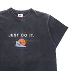 NIKE 90年代 USA製 ヴィンテージ Tシャツ M ブラック フェード 刺繍 JUST DO IT. バスケット グラフィック プリント