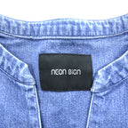 NEON SIGN プルオーバー スモックシャツ 長袖 スキッパーシャツ デニム FREEDOM FLARED MEXICANDENIM SHIRT カンガルーポケット 523 日本製