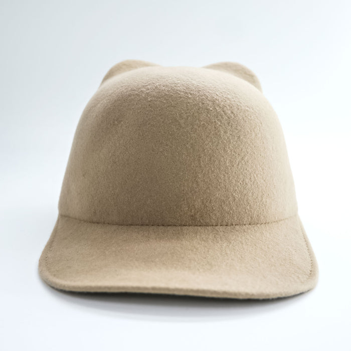 BODYSONG. 日本製 キャットイヤー キャップ ベージュ EARWCAP molded wool hat BS239706
