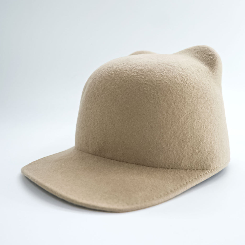 BODYSONG. 日本製 キャットイヤー キャップ ベージュ EARWCAP molded wool hat BS239706