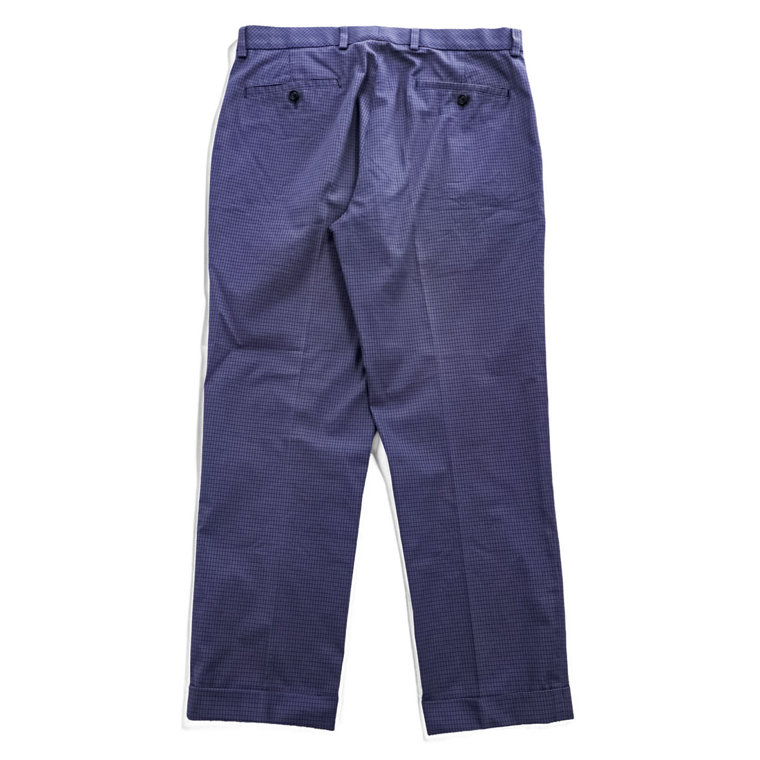 Brooks Brothers センタープレス ストレッチ スラックス パンツ L ネイビー チェック ダブルカフス MILANO