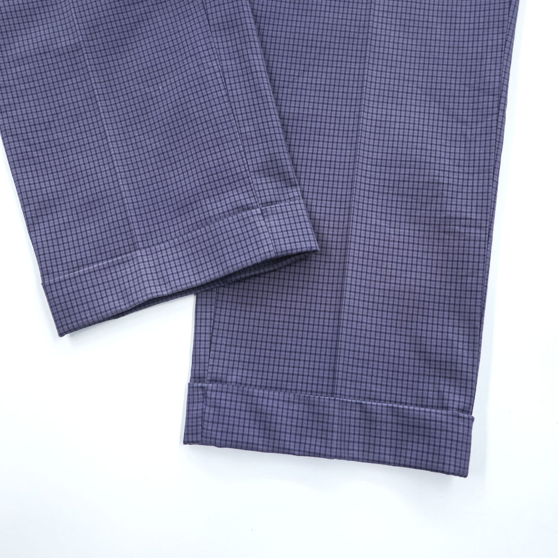 Brooks Brothers センタープレス ストレッチ スラックス パンツ L ネイビー チェック ダブルカフス MILANO