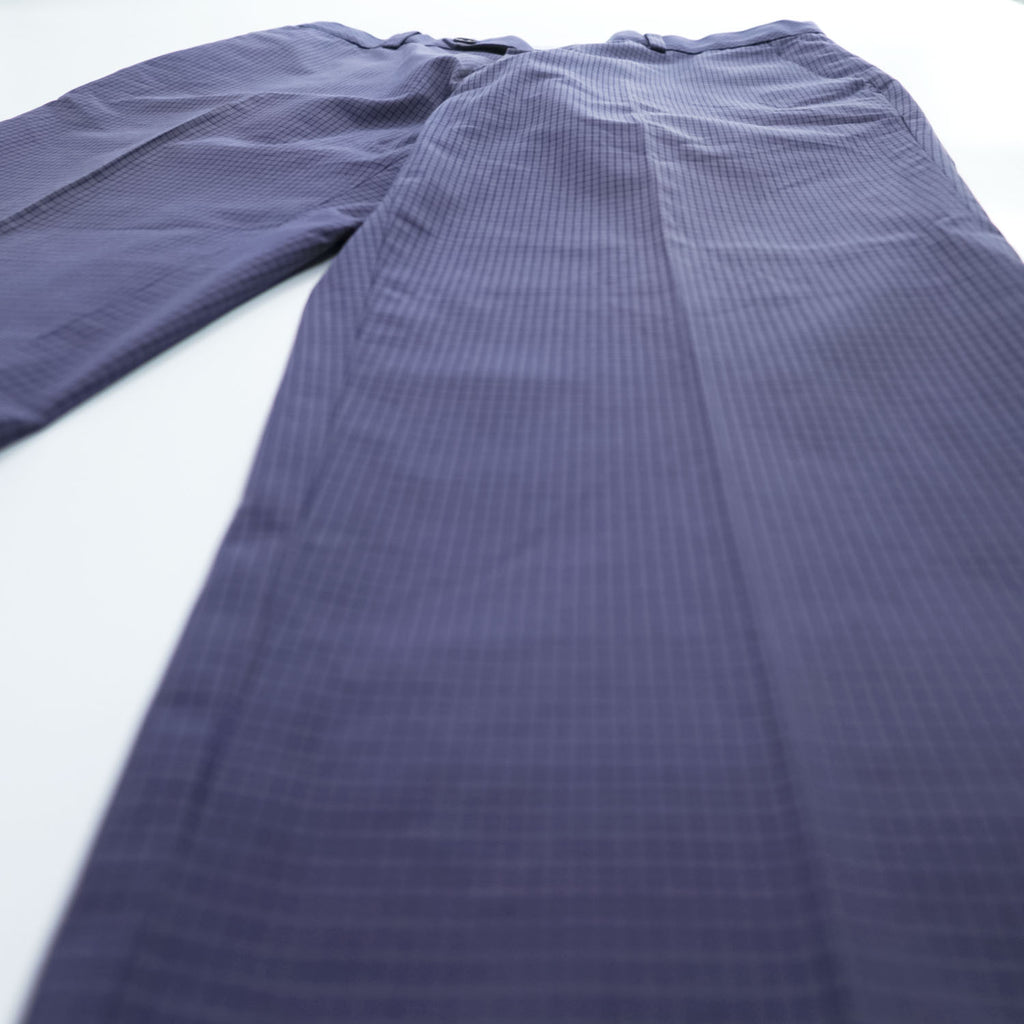 Brooks Brothers センタープレス ストレッチ スラックス パンツ L ネイビー チェック ダブルカフス MILANO