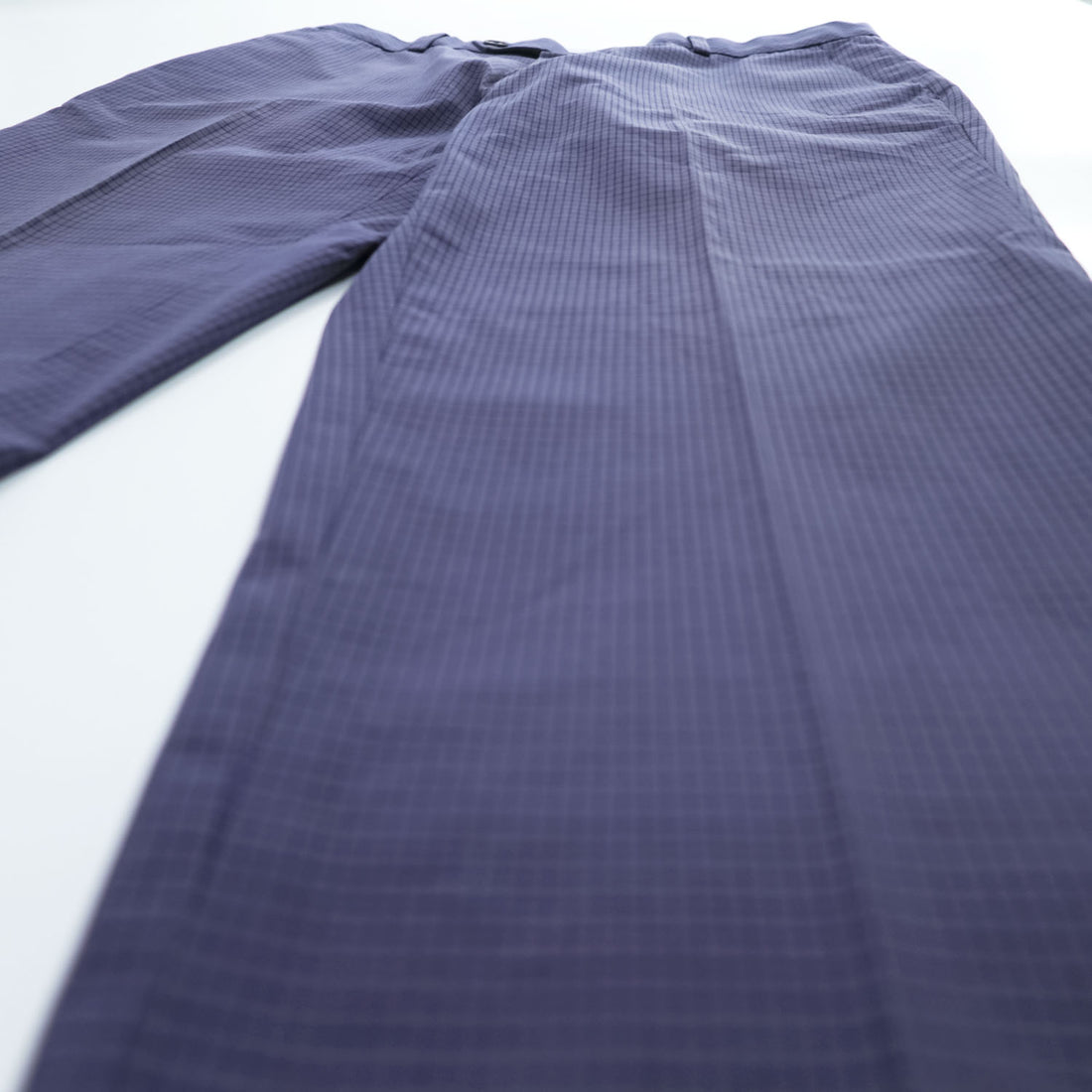Brooks Brothers センタープレス ストレッチ スラックス パンツ L ネイビー チェック ダブルカフス MILANO