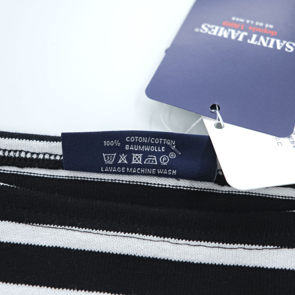 SAINT JAMES フランス製 OUESSANT ウェッソン バスクシャツ 長袖 ロングスリーブ Tシャツ ロンT L ブラック ホワイト ボーダー ボートネック EDIFICE別注 未使用品 24-070-310-0000-1-0