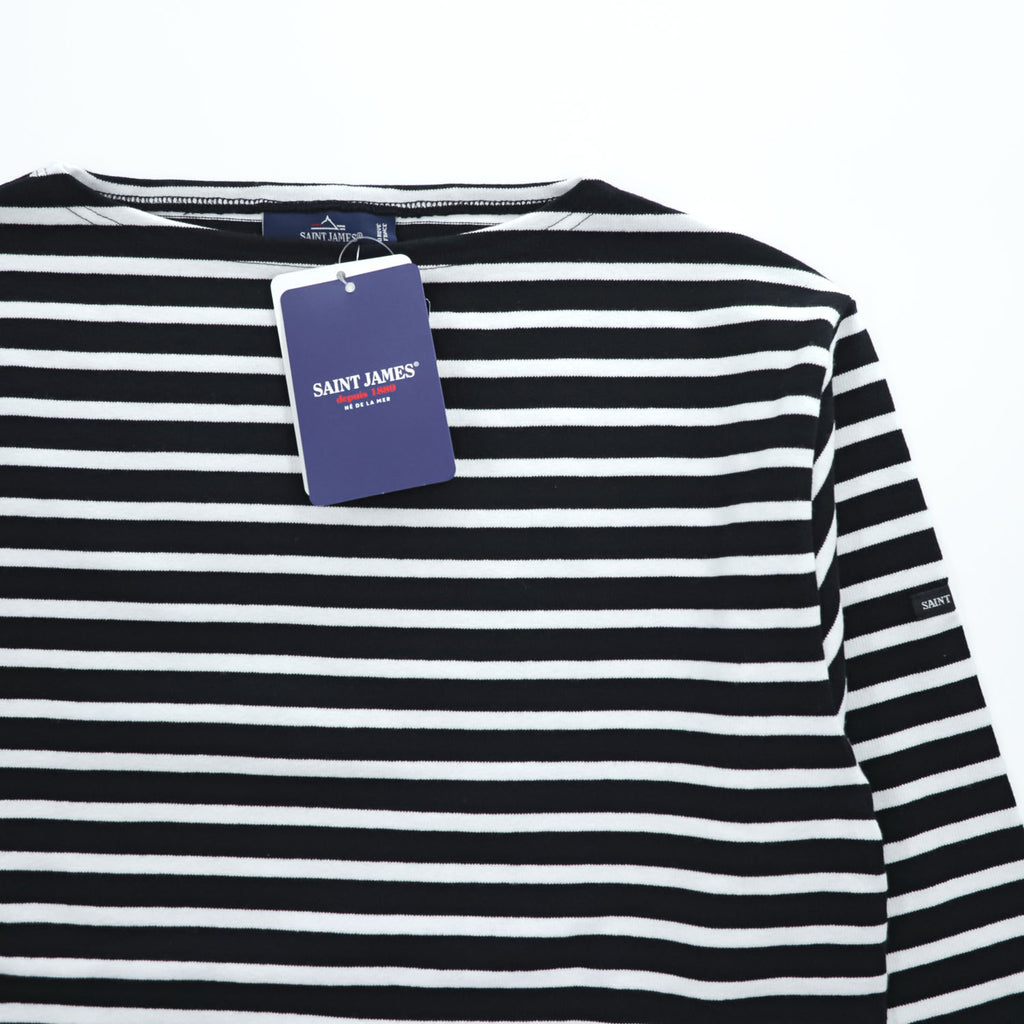SAINT JAMES フランス製 OUESSANT ウェッソン バスクシャツ 長袖 ロングスリーブ Tシャツ ロンT L ブラック ホワイト ボーダー ボートネック EDIFICE別注 未使用品 24-070-310-0000-1-0