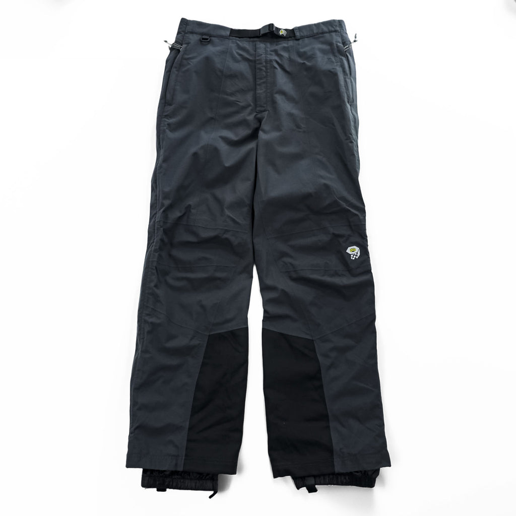 MOUNTAIN HARDWEAR アウトドア シェル パンツ S ダークグレー 防水 ベルト サイドスリット ジップ スキー ボード スノーゲイター付き OM1071