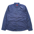 HUGO BOSS インディゴ ネイビー 長袖 シャンブレーシャツ 2XL SLIM 濃紺 トルコ製