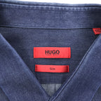 HUGO BOSS インディゴ ネイビー 長袖 シャンブレーシャツ 2XL SLIM 濃紺 トルコ製