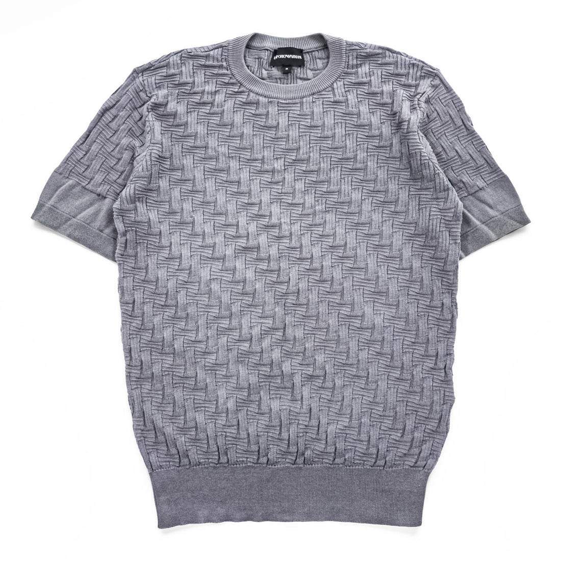 EMPORIO ARMANI  半袖 ジャガード 3D ニット セーター M グレー 3G1MV9 1M13Z