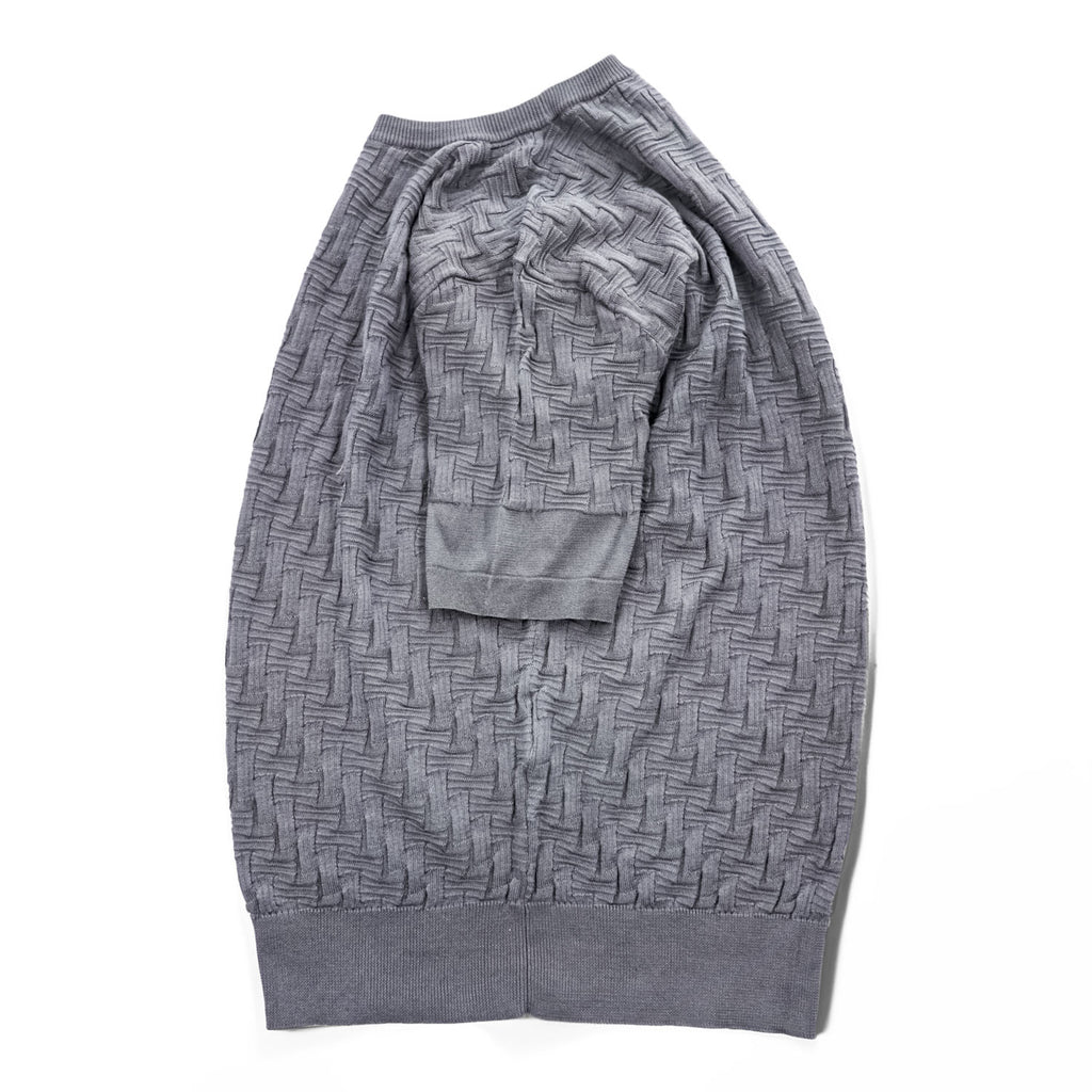 EMPORIO ARMANI  半袖 ジャガード 3D ニット セーター M グレー 3G1MV9 1M13Z