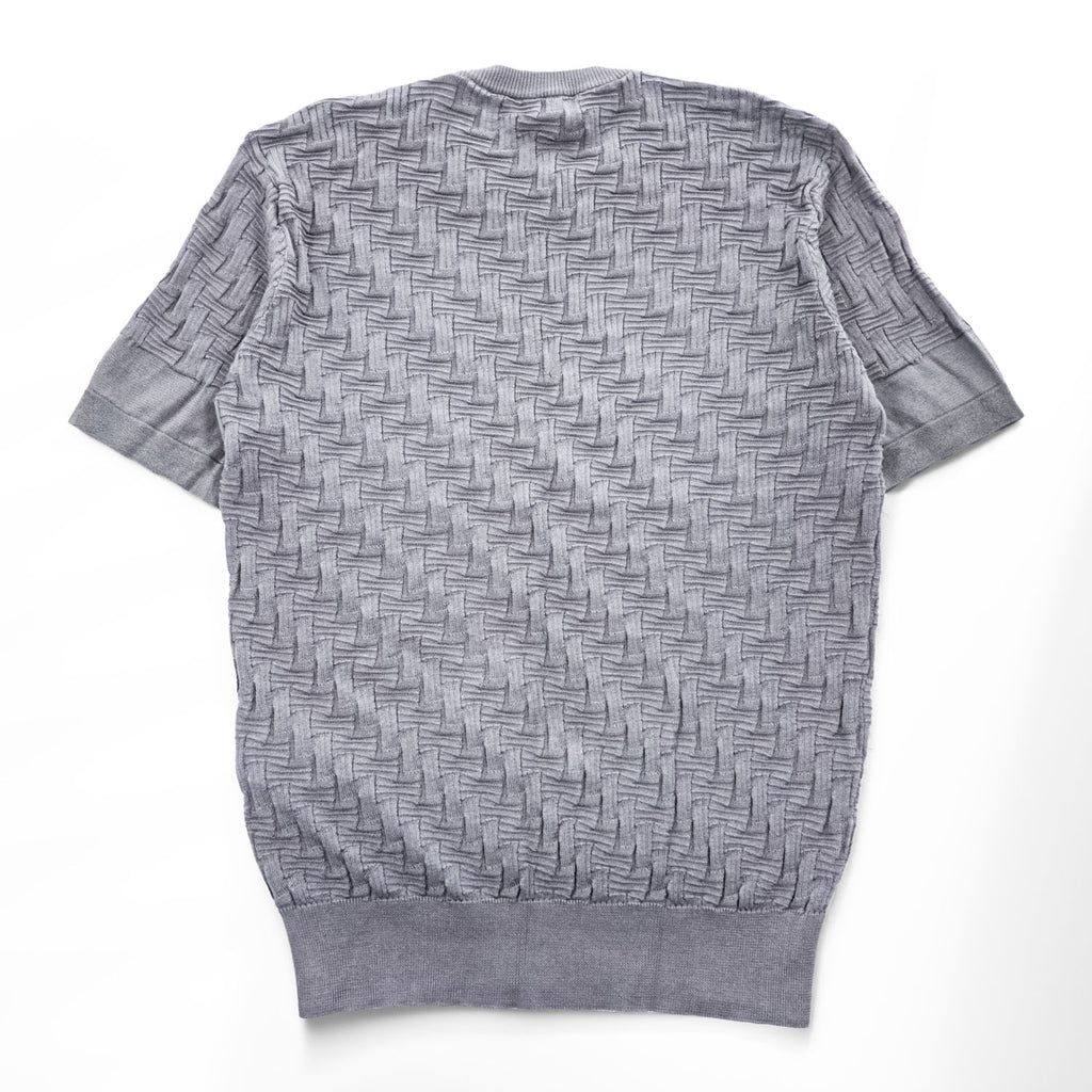 EMPORIO ARMANI  半袖 ジャガード 3D ニット セーター M グレー 3G1MV9 1M13Z