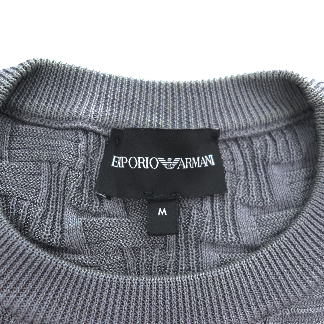 EMPORIO ARMANI  半袖 ジャガード 3D ニット セーター M グレー 3G1MV9 1M13Z