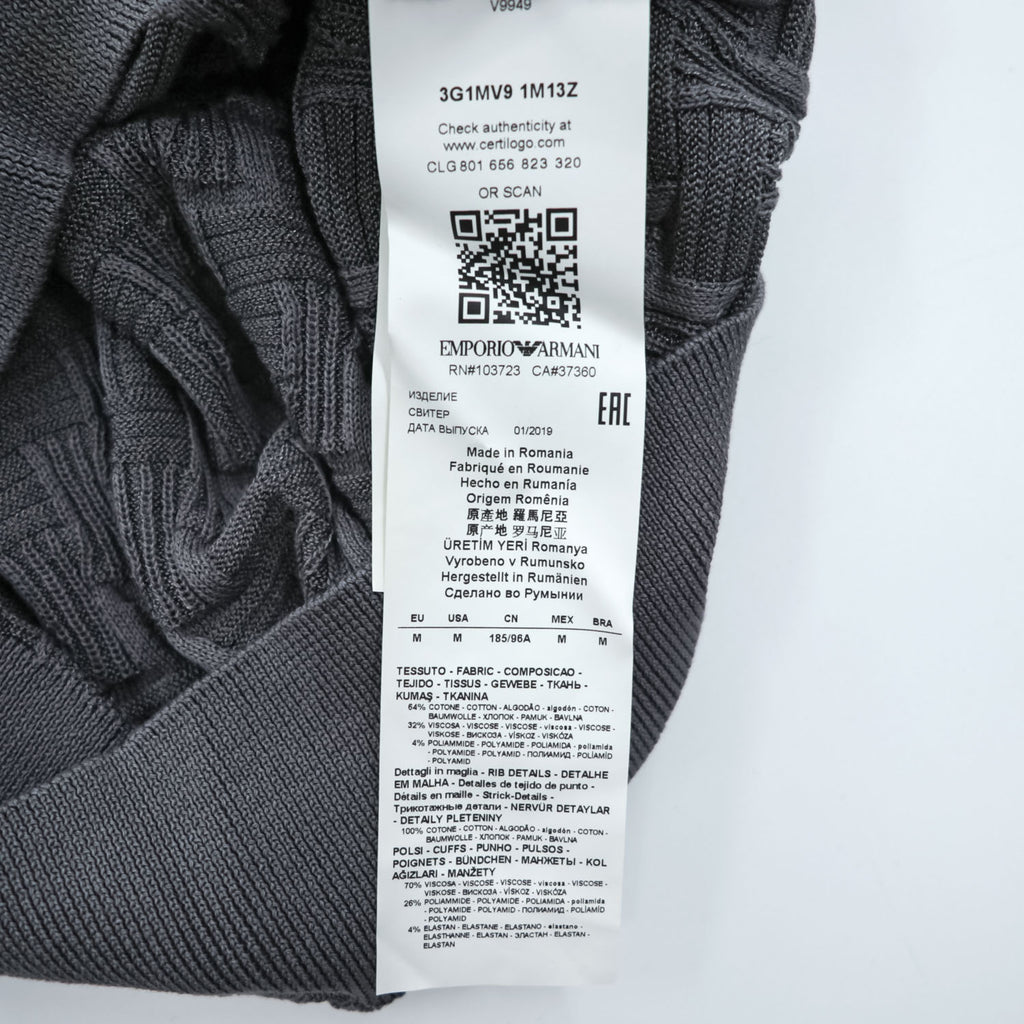 EMPORIO ARMANI  半袖 ジャガード 3D ニット セーター M グレー 3G1MV9 1M13Z