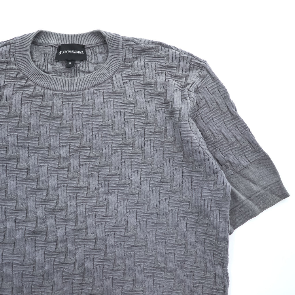 EMPORIO ARMANI  半袖 ジャガード 3D ニット セーター M グレー 3G1MV9 1M13Z
