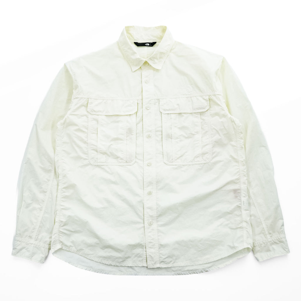 THE NORTH FACE Long Sleeve RUSTLE CANOPY SHIRT L White - Breathable, Polygiene, Biostatic Treatment, Antibacterial Anti-odor NR12302