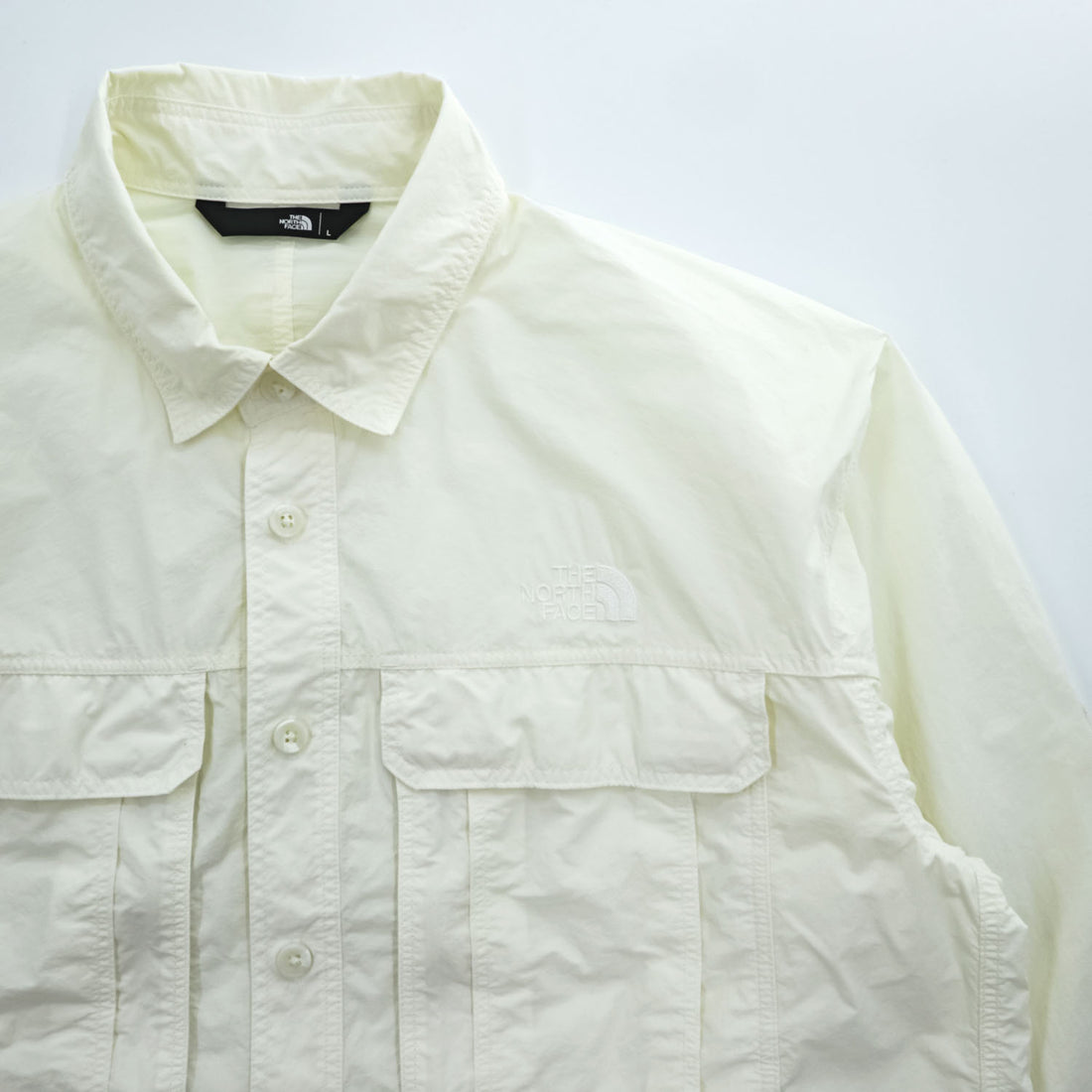 THE NORTH FACE Long Sleeve RUSTLE CANOPY SHIRT L White - Breathable, Polygiene, Biostatic Treatment, Antibacterial Anti-odor NR12302