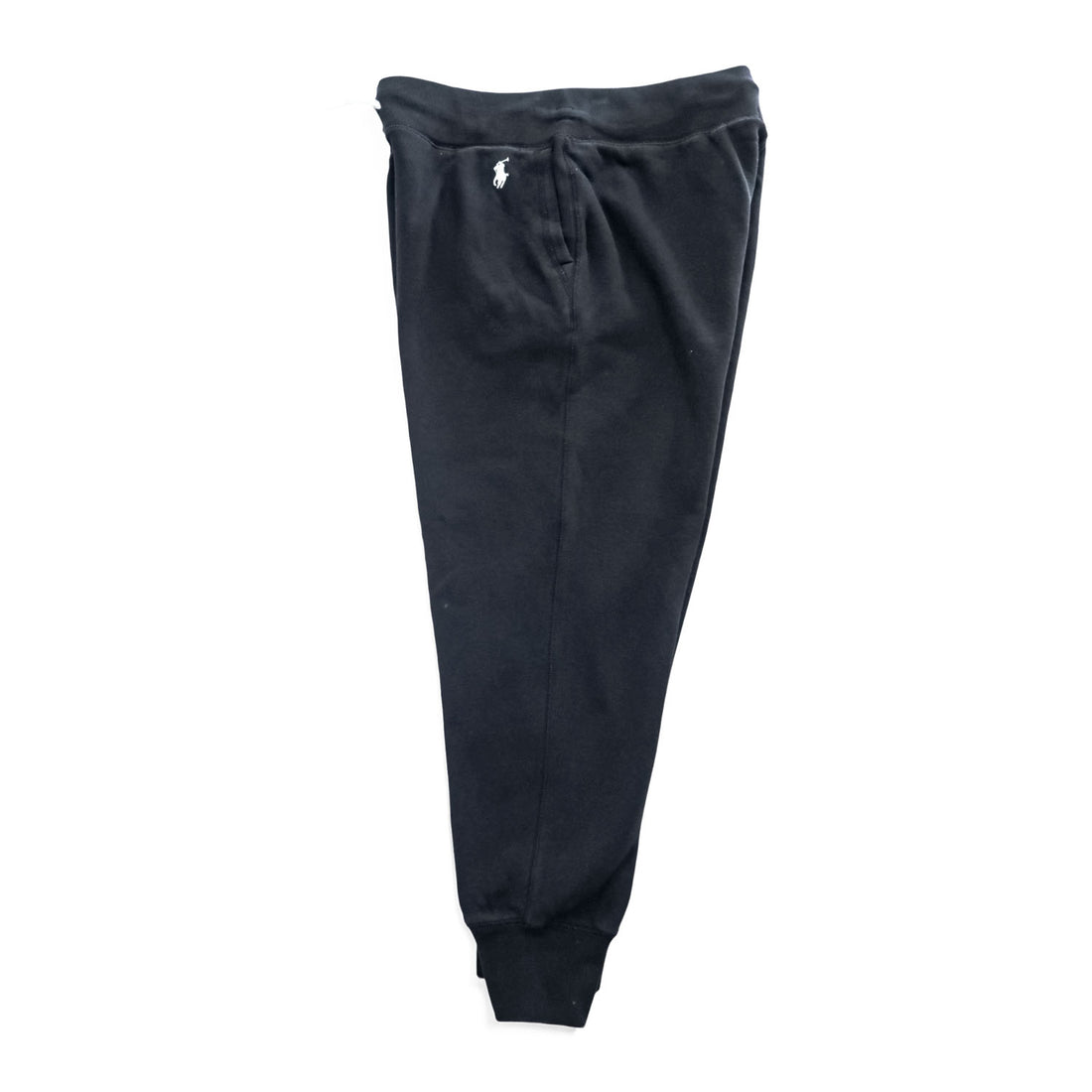 Polo Ralph Lauren Black Cotton-Blend Jogger Sweatpants White Pony Embroidery Drawstring Rib Cuffs Size M
