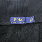 Polo Ralph Lauren Black Cotton-Blend Jogger Sweatpants White Pony Embroidery Drawstring Rib Cuffs Size M