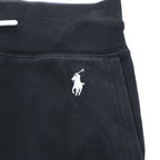Polo Ralph Lauren Black Cotton-Blend Jogger Sweatpants White Pony Embroidery Drawstring Rib Cuffs Size M
