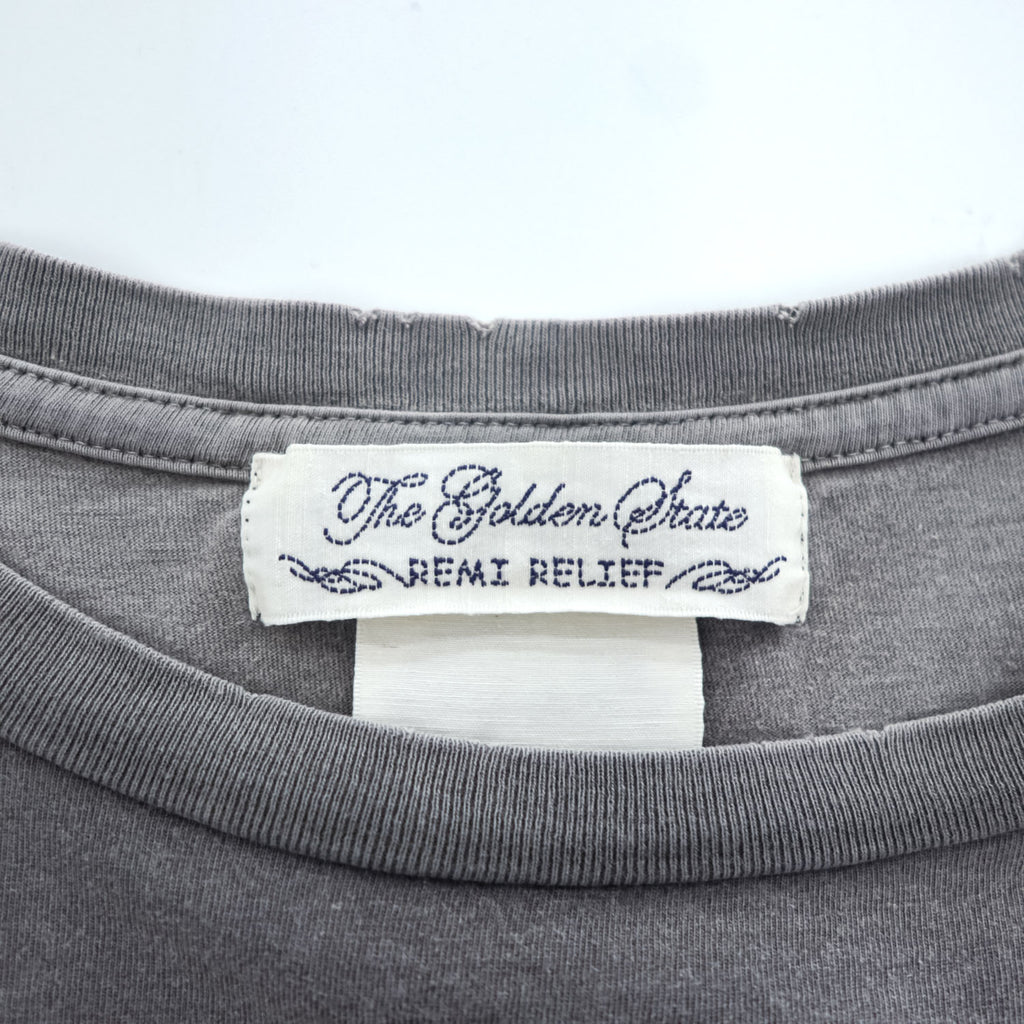 REMI RELIEF 日本製 ヴィンテージ加工 Tシャツ L グレー フェード スペシャル加工T(THE NOW)