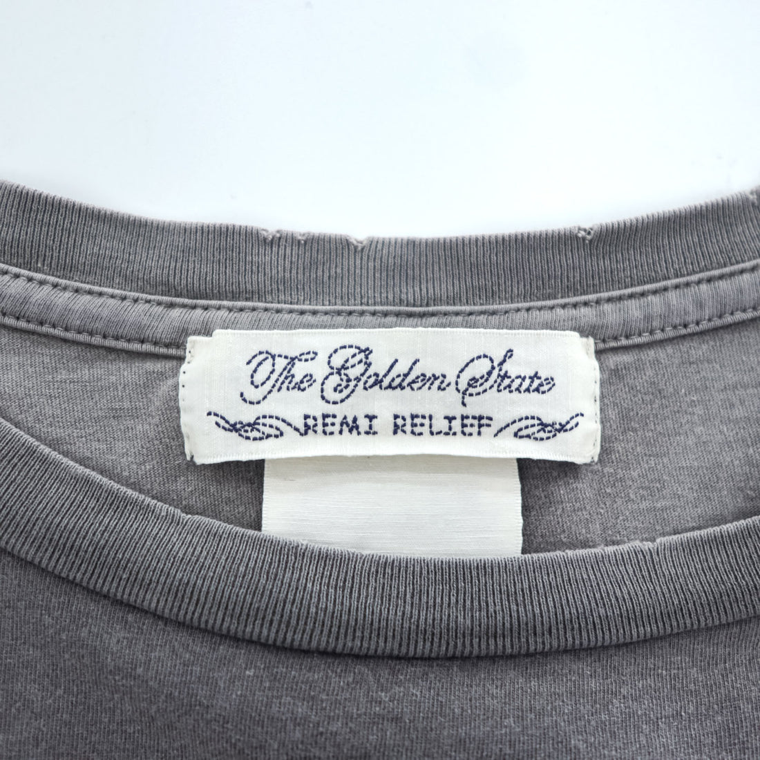 REMI RELIEF 日本製 ヴィンテージ加工 Tシャツ L グレー フェード スペシャル加工T(THE NOW)