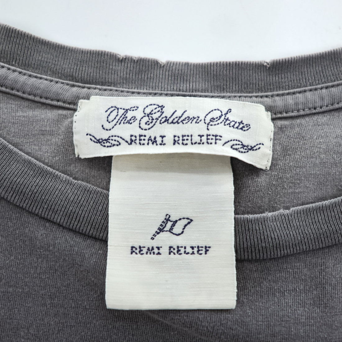 REMI RELIEF 日本製 ヴィンテージ加工 Tシャツ L グレー フェード スペシャル加工T(THE NOW)